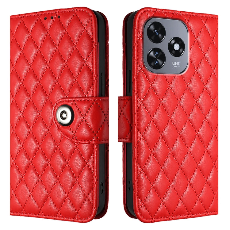 For Oukitel C51 Rhombic Texture Flip Leather Phone Case with Lanyard