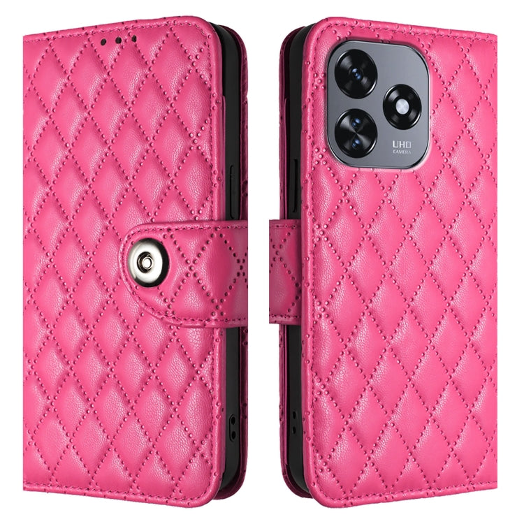 For Oukitel C51 Rhombic Texture Flip Leather Phone Case with Lanyard