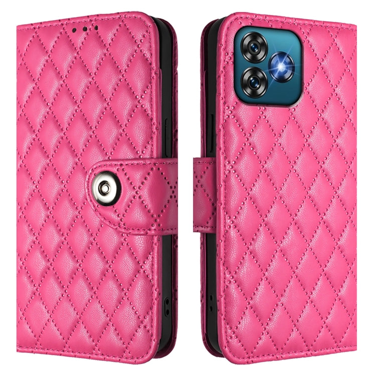 For Oukitel C53 Rhombic Texture Flip Leather Phone Case with Lanyard