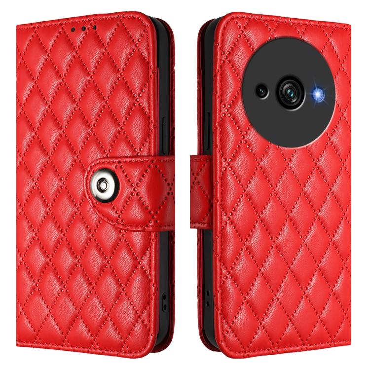 For Oukitel C59 / C59 Pro Rhombic Texture Flip Leather Phone Case with Lanyard