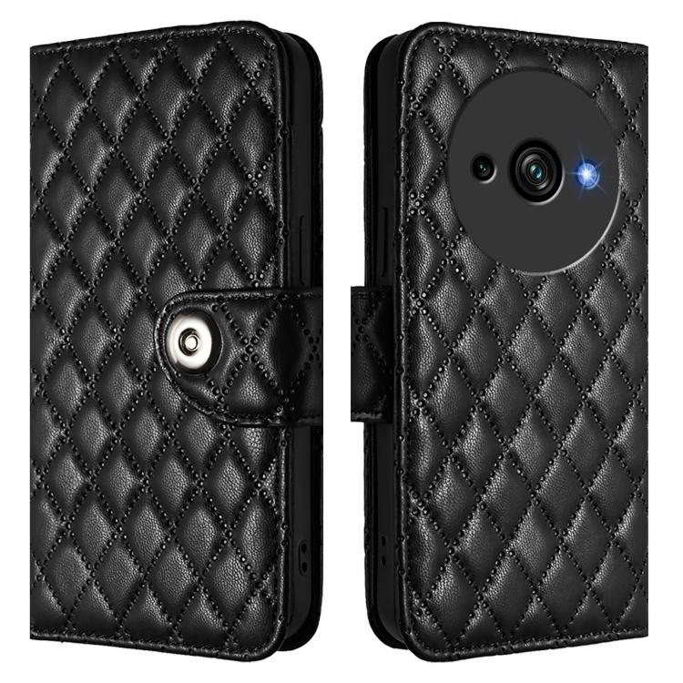 For Oukitel C59 / C59 Pro Rhombic Texture Flip Leather Phone Case with Lanyard