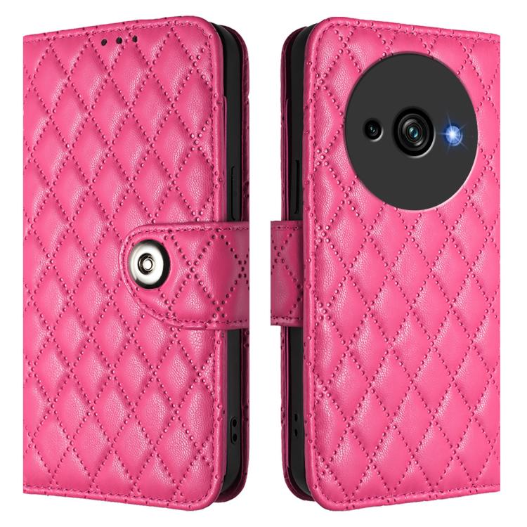For Oukitel C59 / C59 Pro Rhombic Texture Flip Leather Phone Case with Lanyard
