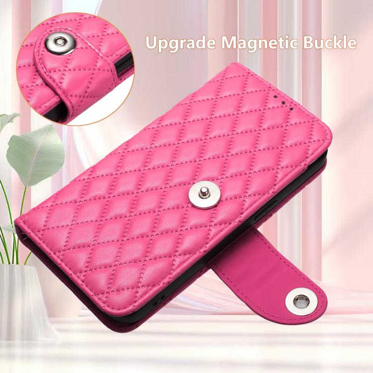 For Oukitel C59 / C59 Pro Rhombic Texture Flip Leather Phone Case with Lanyard