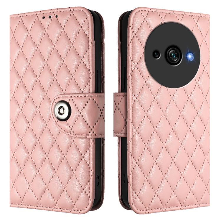 For Oukitel C59 / C59 Pro Rhombic Texture Flip Leather Phone Case with Lanyard