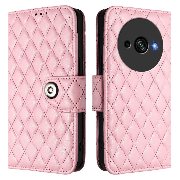 For Oukitel C59 / C59 Pro Rhombic Texture Flip Leather Phone Case with Lanyard