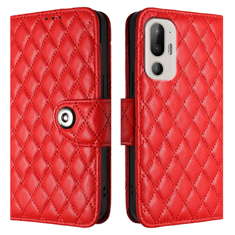 For HTC U24 Pro Rhombic Texture Flip Leather Phone Case with Lanyard