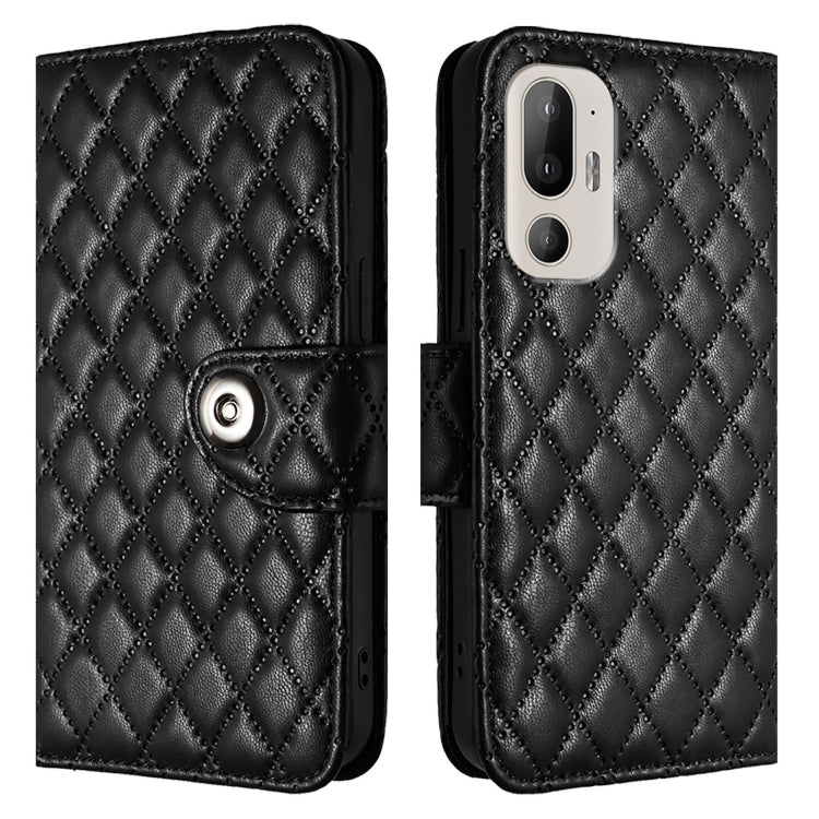 For HTC U24 Pro Rhombic Texture Flip Leather Phone Case with Lanyard