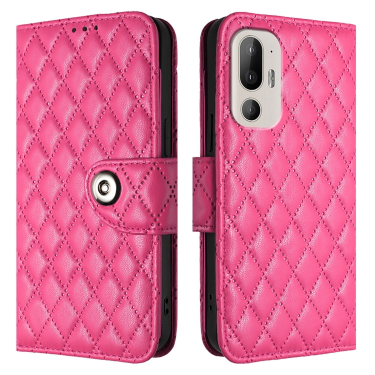 For HTC U24 Pro Rhombic Texture Flip Leather Phone Case with Lanyard