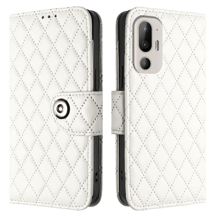 For HTC U24 Pro Rhombic Texture Flip Leather Phone Case with Lanyard