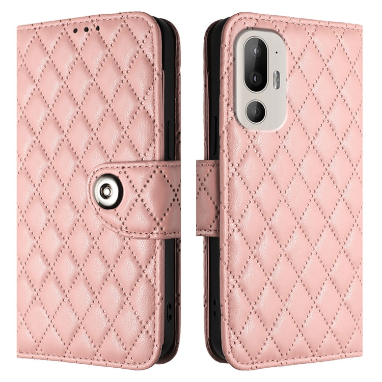 For HTC U24 Pro Rhombic Texture Flip Leather Phone Case with Lanyard