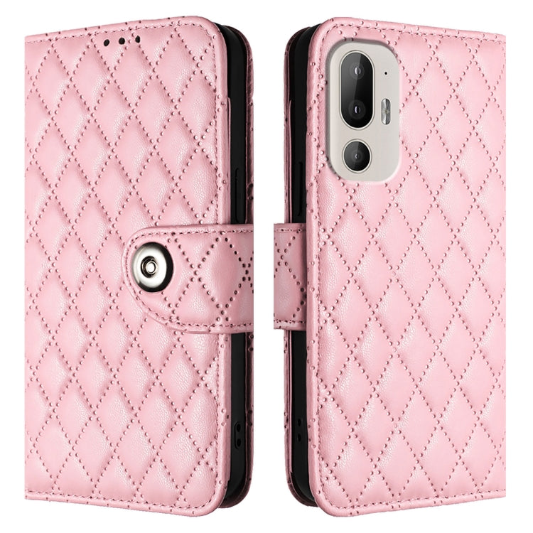 For HTC U24 Pro Rhombic Texture Flip Leather Phone Case with Lanyard