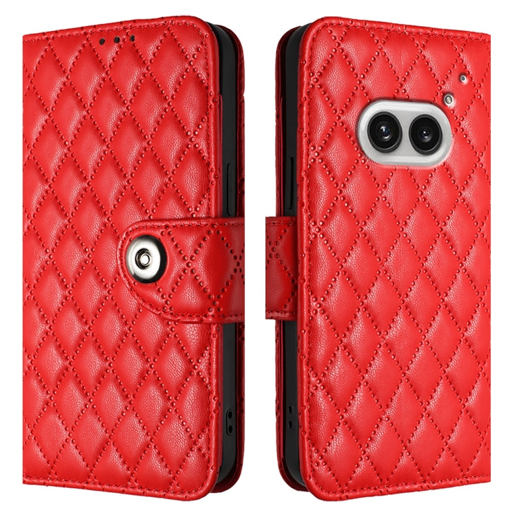 For Nothing Phone 2a Rhombic Texture Flip Leather Phone Case with Lanyard