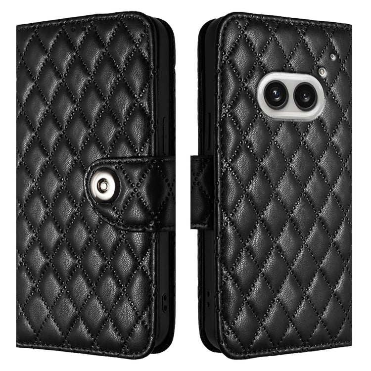 For Nothing Phone 2a Rhombic Texture Flip Leather Phone Case with Lanyard