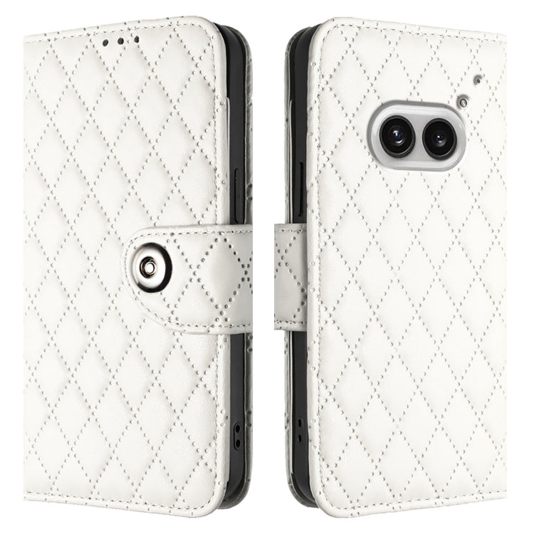 For Nothing Phone 2a Rhombic Texture Flip Leather Phone Case with Lanyard