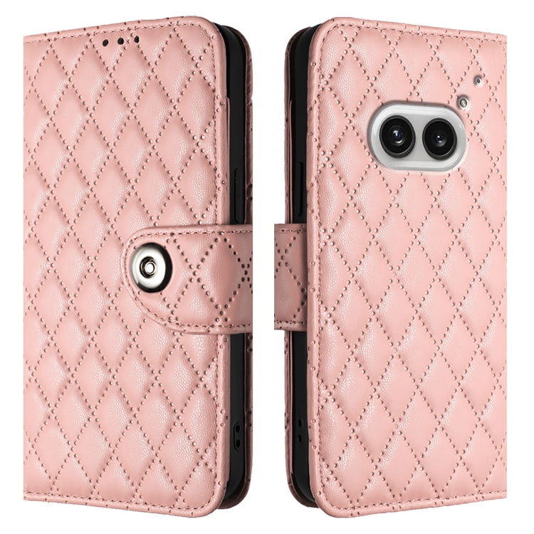 For Nothing Phone 2a Rhombic Texture Flip Leather Phone Case with Lanyard
