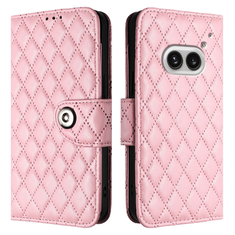 For Nothing Phone 2a Rhombic Texture Flip Leather Phone Case with Lanyard