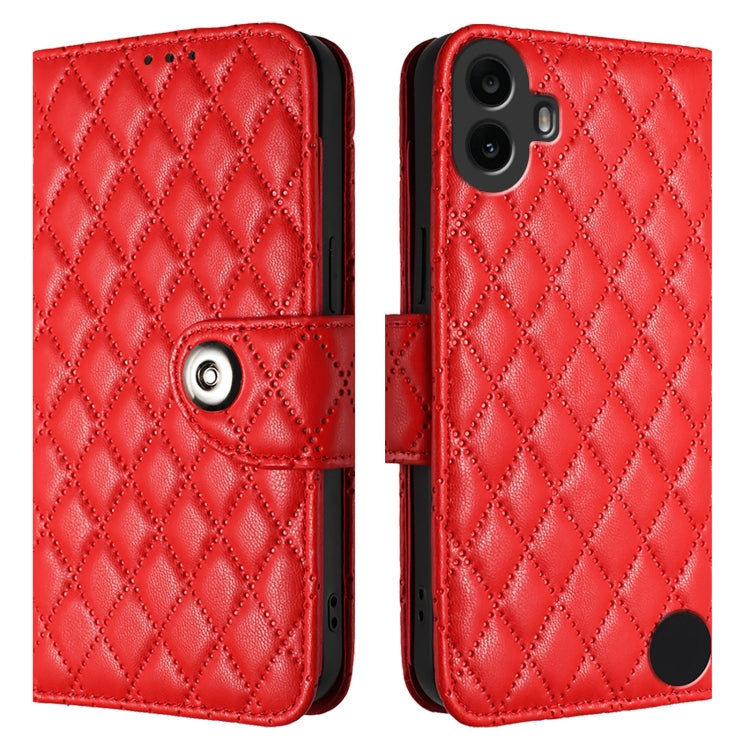 For Nothing CMF Phone 1 Rhombic Texture Flip Leather Phone Case with Lanyard