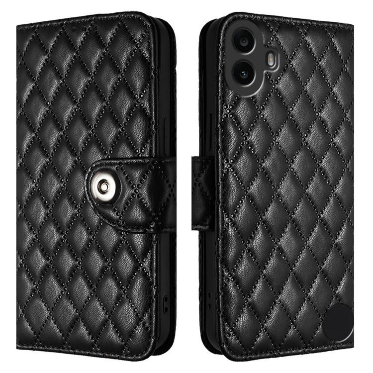 For Nothing CMF Phone 1 Rhombic Texture Flip Leather Phone Case with Lanyard