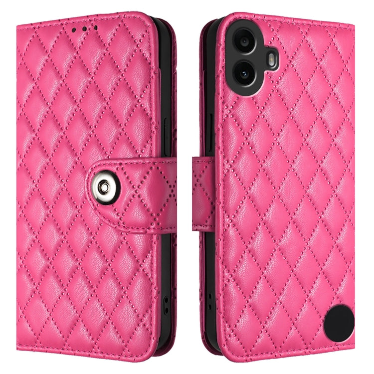 For Nothing CMF Phone 1 Rhombic Texture Flip Leather Phone Case with Lanyard
