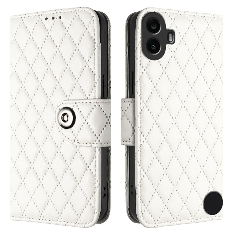 For Nothing CMF Phone 1 Rhombic Texture Flip Leather Phone Case with Lanyard