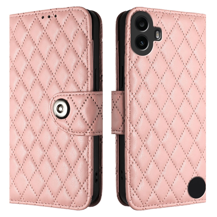 For Nothing CMF Phone 1 Rhombic Texture Flip Leather Phone Case with Lanyard