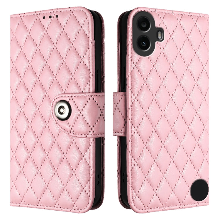 For Nothing CMF Phone 1 Rhombic Texture Flip Leather Phone Case with Lanyard