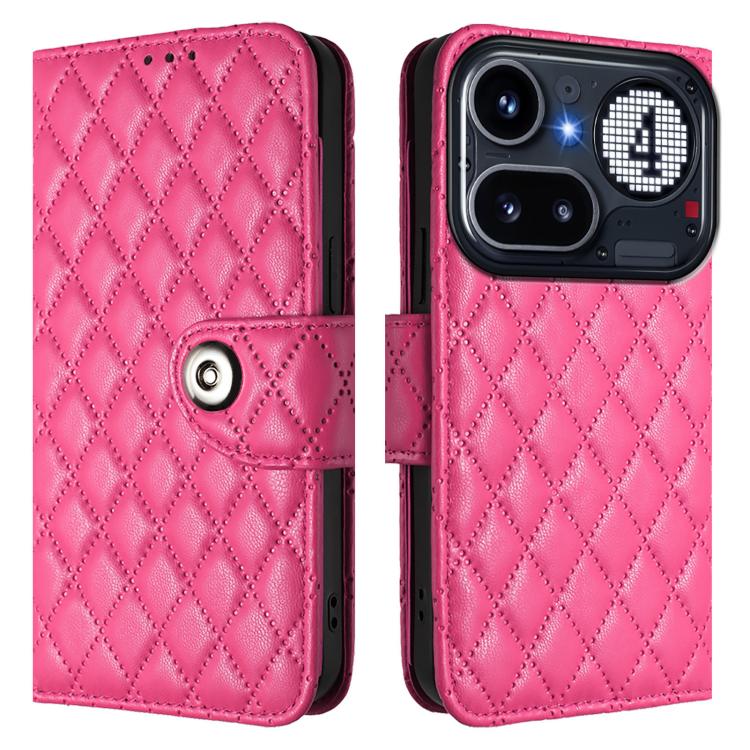 For Nothing Phone 4a Pro Rhombic Texture Flip Leather Phone Case with Lanyard