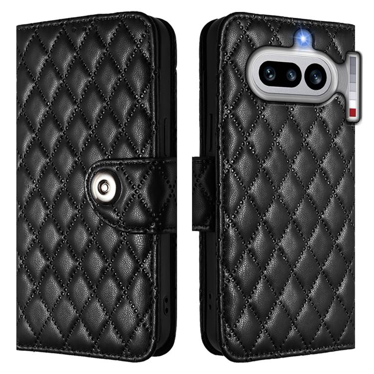 For Nothing Phone 4a Rhombic Texture Flip Leather Phone Case with Lanyard
