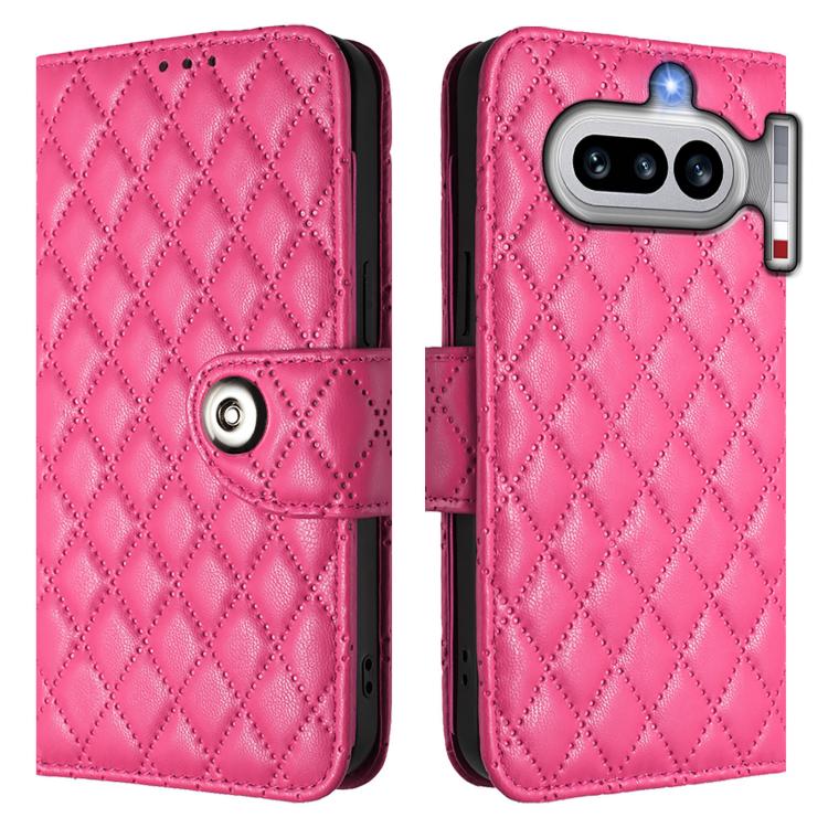 For Nothing Phone 4a Rhombic Texture Flip Leather Phone Case with Lanyard