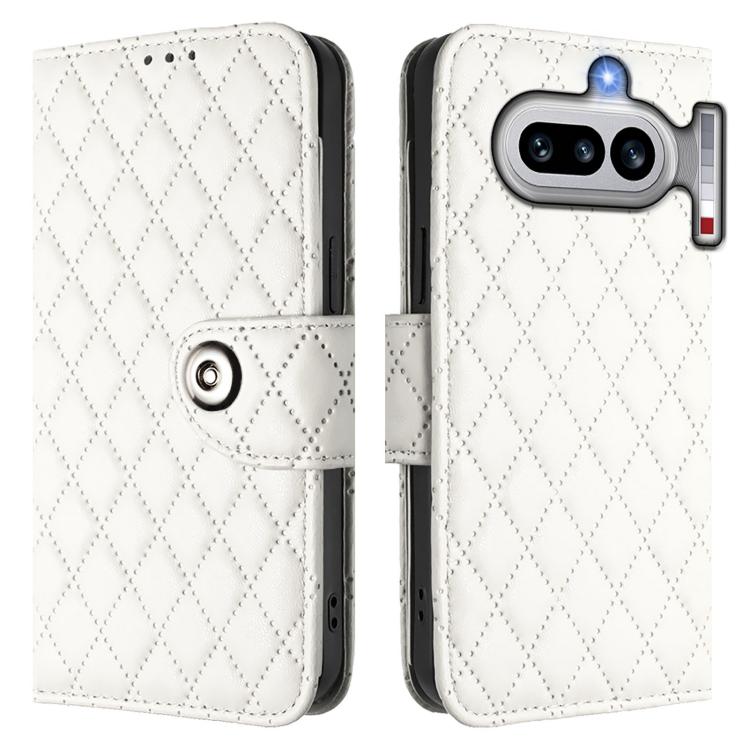 For Nothing Phone 4a Rhombic Texture Flip Leather Phone Case with Lanyard