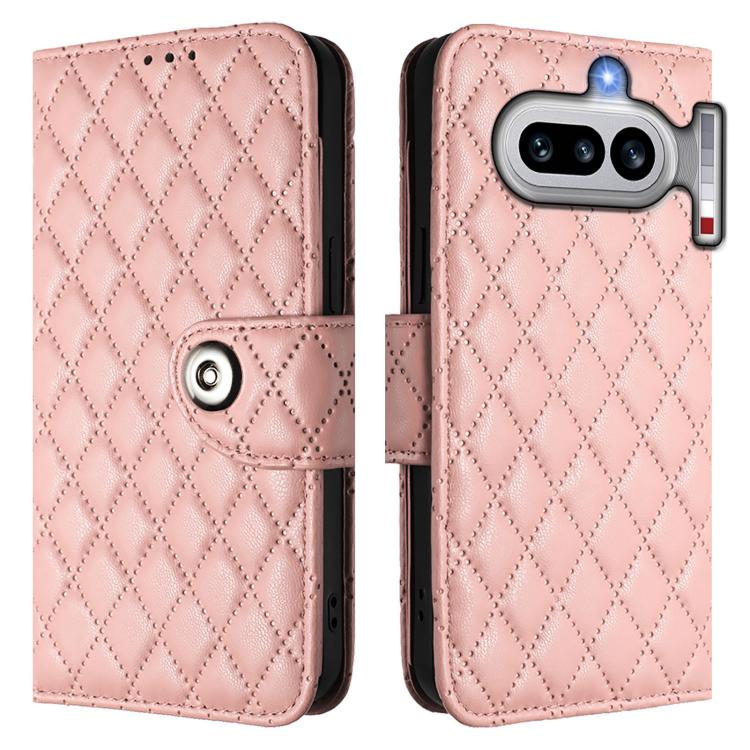 For Nothing Phone 4a Rhombic Texture Flip Leather Phone Case with Lanyard