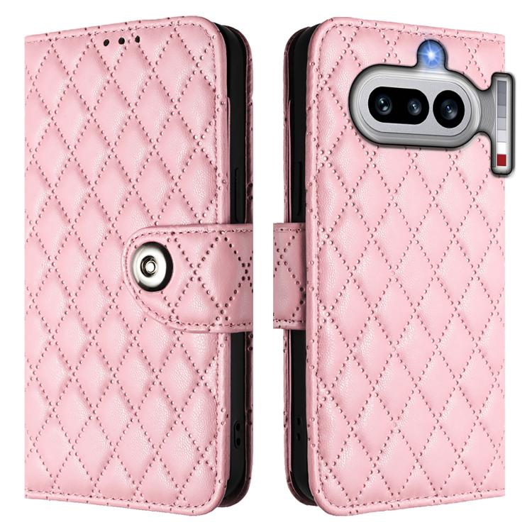 For Nothing Phone 4a Rhombic Texture Flip Leather Phone Case with Lanyard
