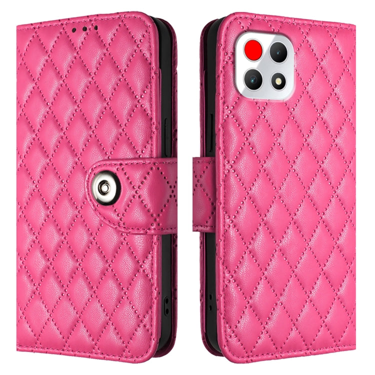 For T-Mobile REVVL 7 5G Rhombic Texture Flip Leather Phone Case with Lanyard