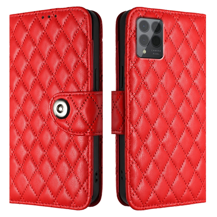 For T-Mobile REVVL 6 Pro / 6x Pro 5G Rhombic Texture Flip Leather Phone Case with Lanyard
