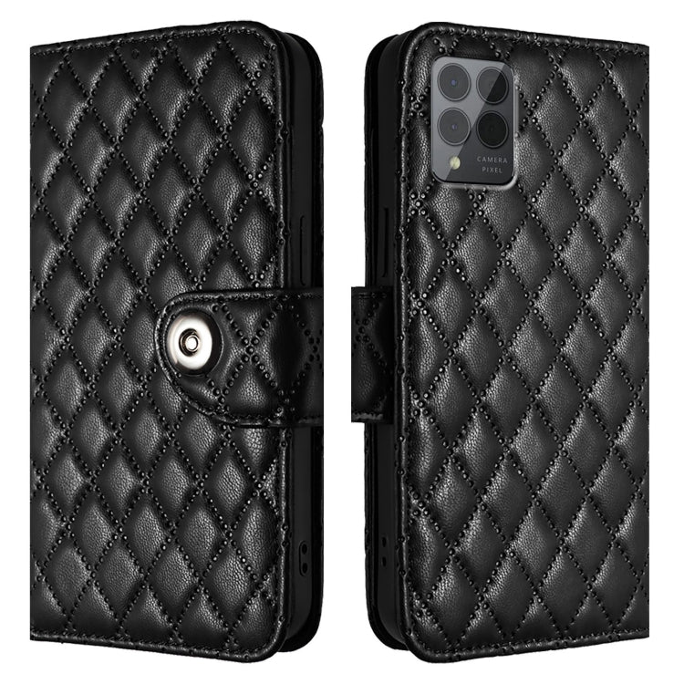 For T-Mobile REVVL 6 Pro / 6x Pro 5G Rhombic Texture Flip Leather Phone Case with Lanyard
