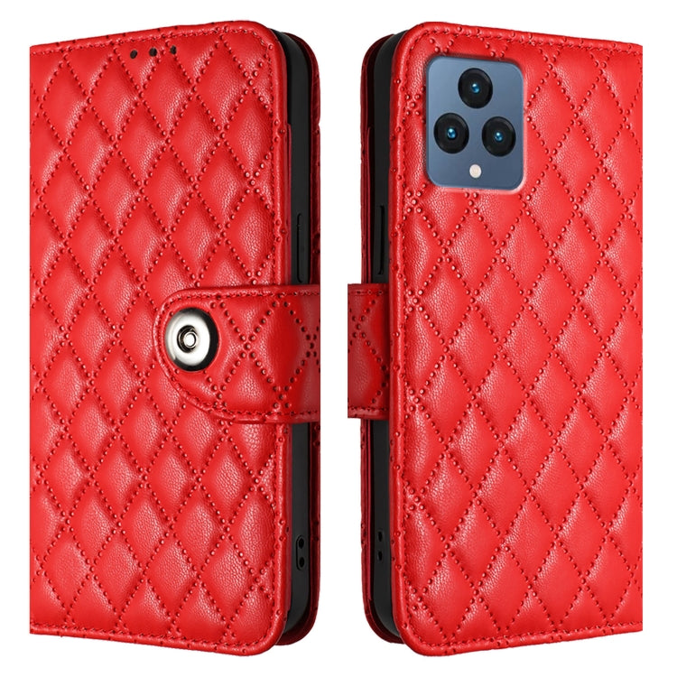 For T-Mobile REVVL 6 / 6x 5G Rhombic Texture Flip Leather Phone Case with Lanyard