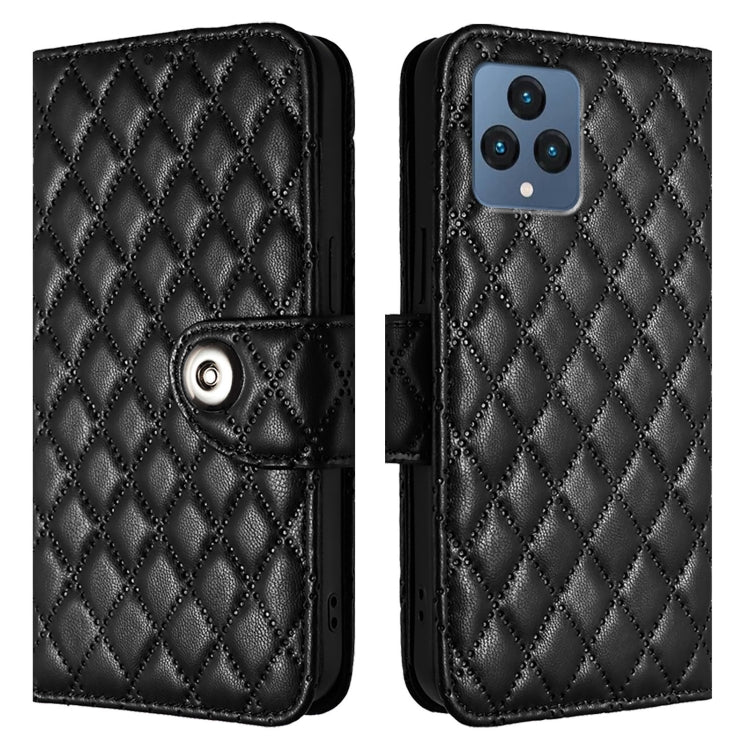 For T-Mobile REVVL 6 / 6x 5G Rhombic Texture Flip Leather Phone Case with Lanyard