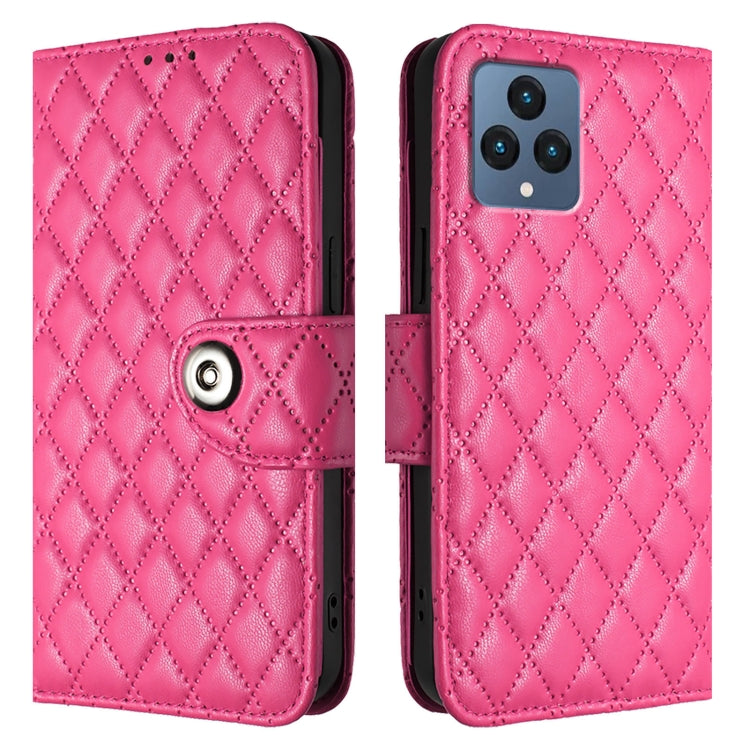 For T-Mobile REVVL 6 / 6x 5G Rhombic Texture Flip Leather Phone Case with Lanyard