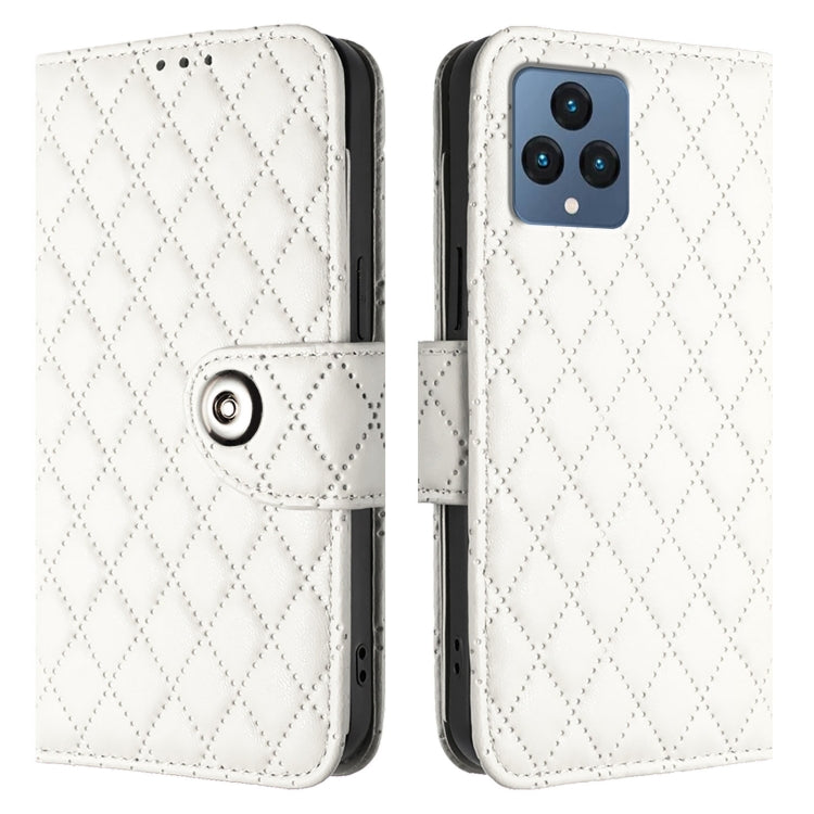 For T-Mobile REVVL 6 / 6x 5G Rhombic Texture Flip Leather Phone Case with Lanyard
