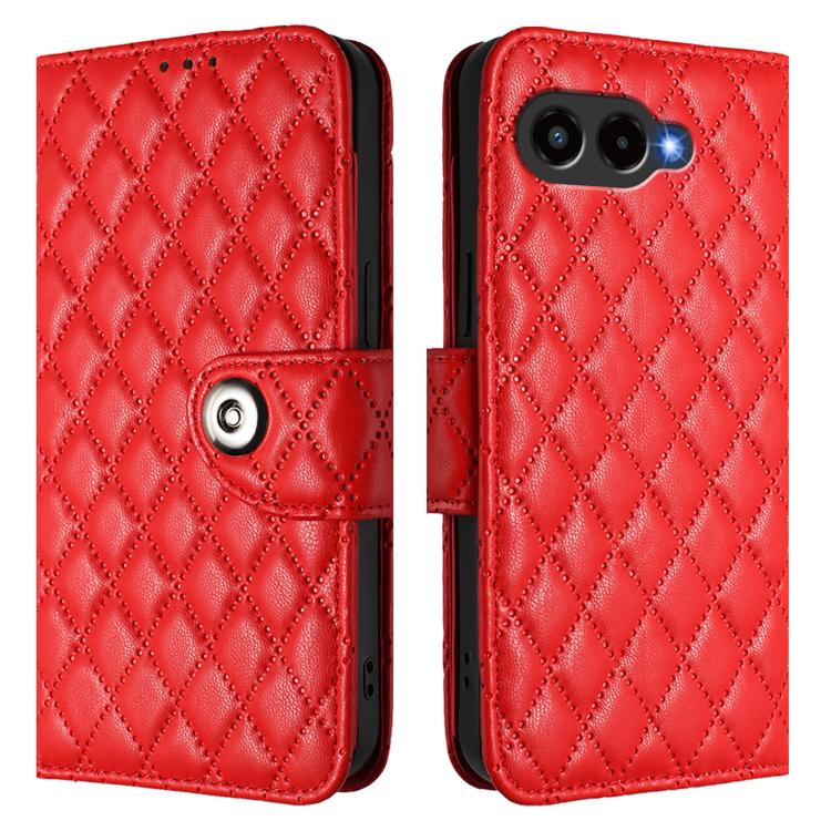 For T-Mobile Revvl 8 Rhombic Texture Flip Leather Phone Case with Lanyard