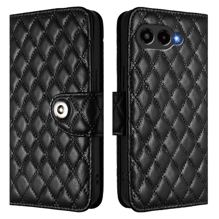 For T-Mobile Revvl 8 Rhombic Texture Flip Leather Phone Case with Lanyard