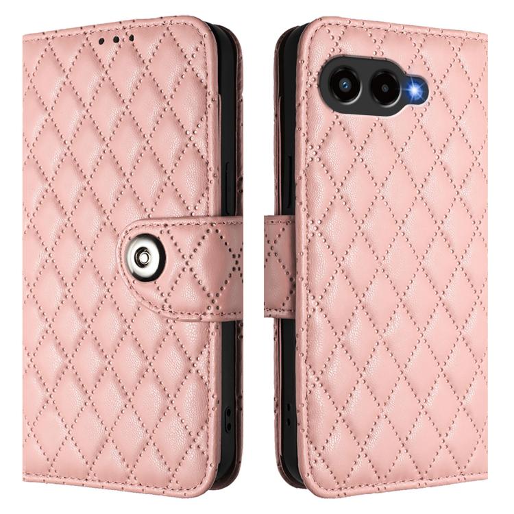For T-Mobile Revvl 8 Rhombic Texture Flip Leather Phone Case with Lanyard