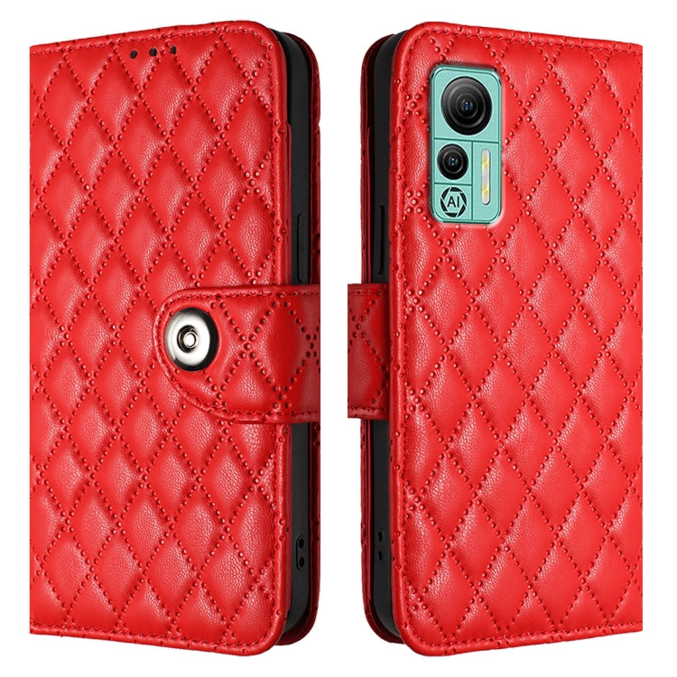 For Ulefone Note 14 Rhombic Texture Flip Leather Phone Case with Lanyard