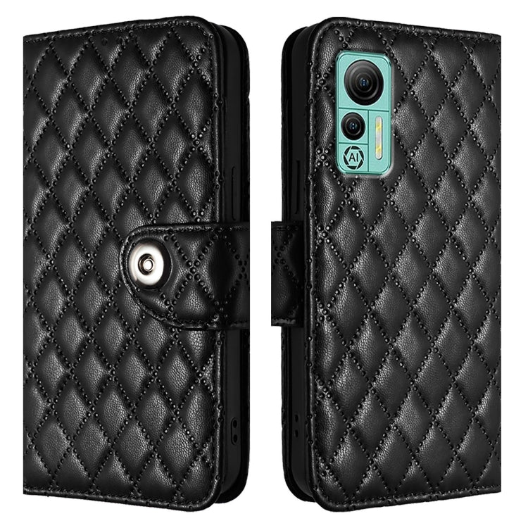For Ulefone Note 14 Rhombic Texture Flip Leather Phone Case with Lanyard