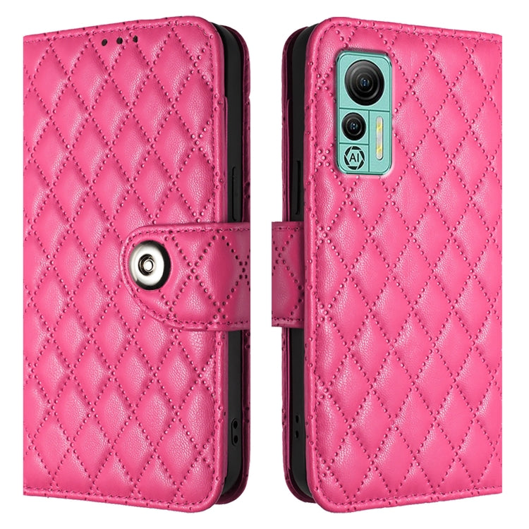For Ulefone Note 14 Rhombic Texture Flip Leather Phone Case with Lanyard