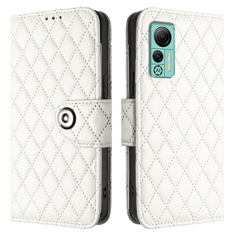For Ulefone Note 14 Rhombic Texture Flip Leather Phone Case with Lanyard