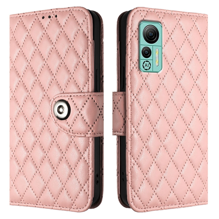 For Ulefone Note 14 Rhombic Texture Flip Leather Phone Case with Lanyard