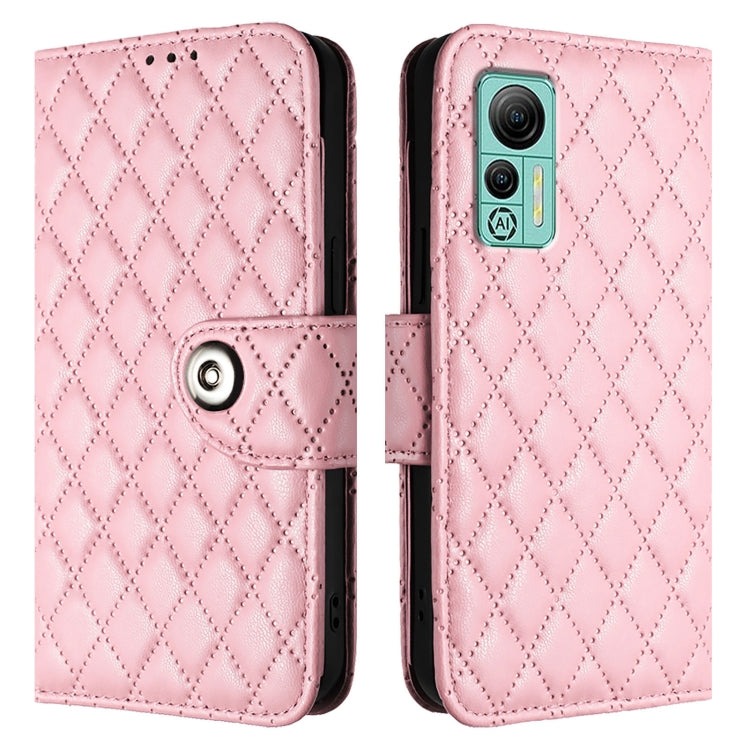 For Ulefone Note 14 Rhombic Texture Flip Leather Phone Case with Lanyard