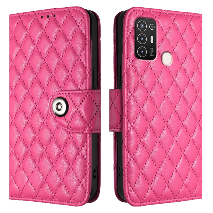 For ZTE Blade A52 Rhombic Texture Flip Leather Phone Case with Lanyard