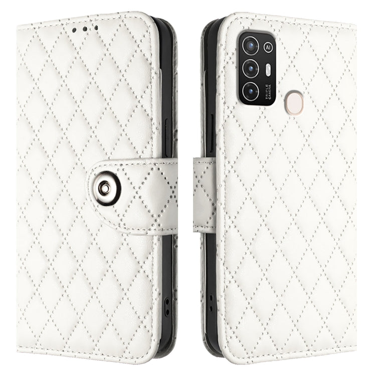 For ZTE Blade A52 Rhombic Texture Flip Leather Phone Case with Lanyard